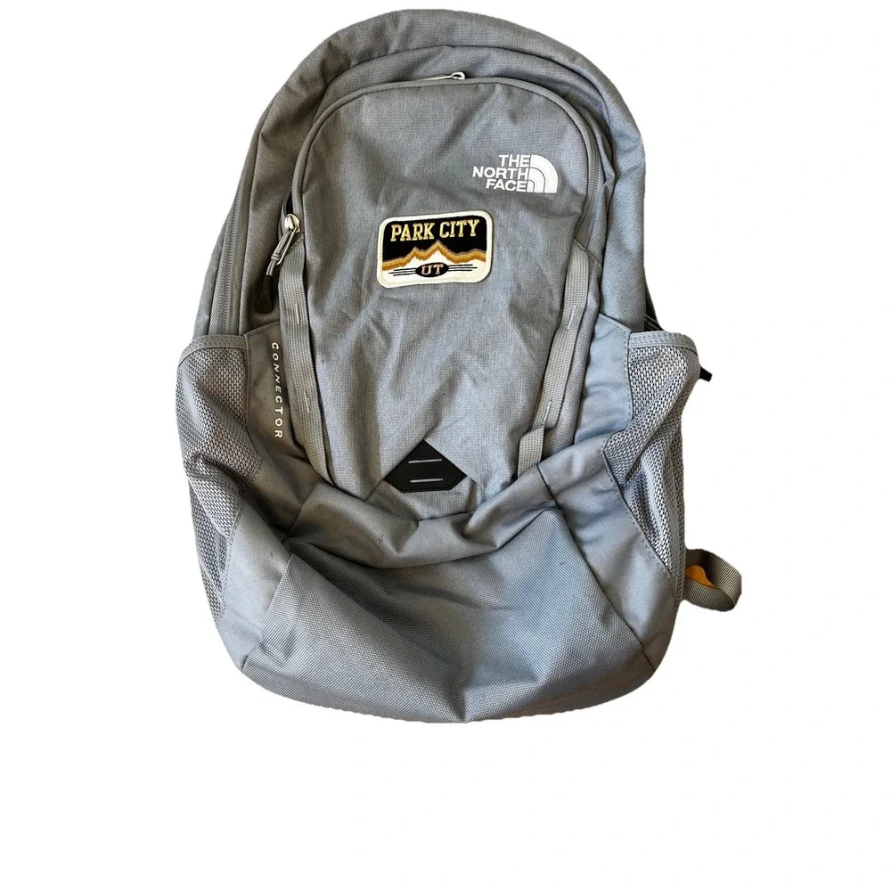 The North Face Connector Backpack Gray Laptop ⭐️School⭐️ Travel Park City Patch